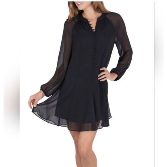 Joie Black Sheer Balloon Sleeve Dress NWT Size M - Picture 1 of 11